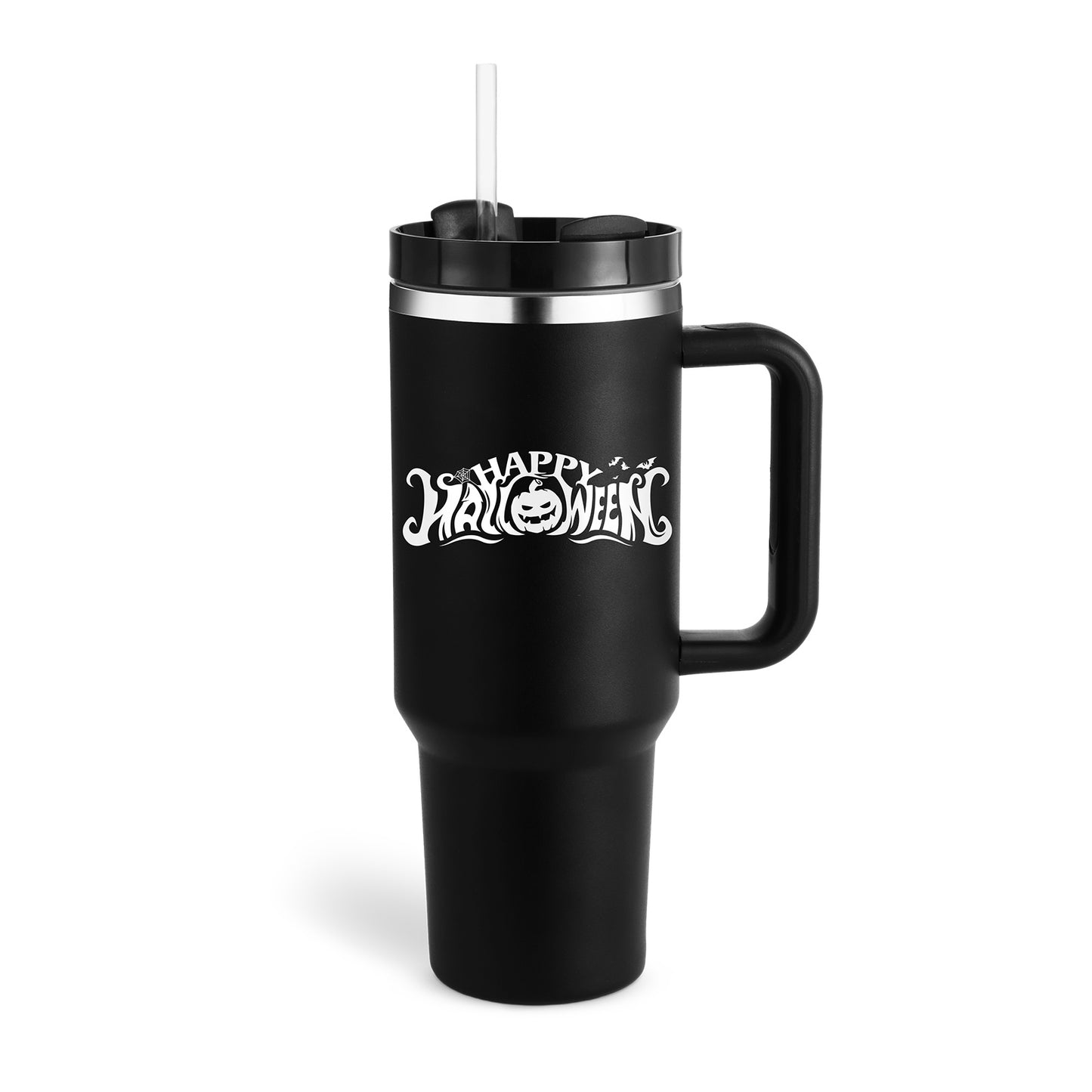 40 Oz Spill Proof Stainless Steel Insulated Tumbler With Handle Straw