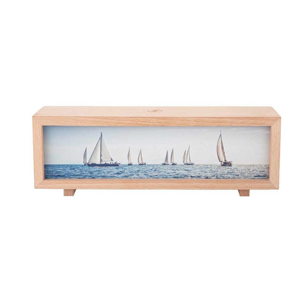 Creative Lighting Painting Small Night Lamp – Wireless Home Décor with Solid Wood & Acrylic, Elk, Sailboat, Ginkgo, Harbor, Christmas Designs