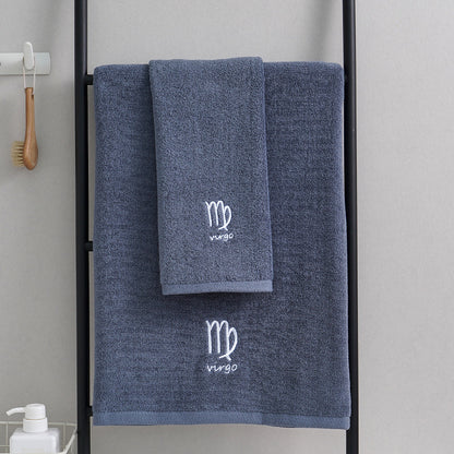 Zodiac Constellation Cotton Towel – Embroidered Astrological Bath/Beach Towel | Pure Cotton | Multiple Signs & Colors
