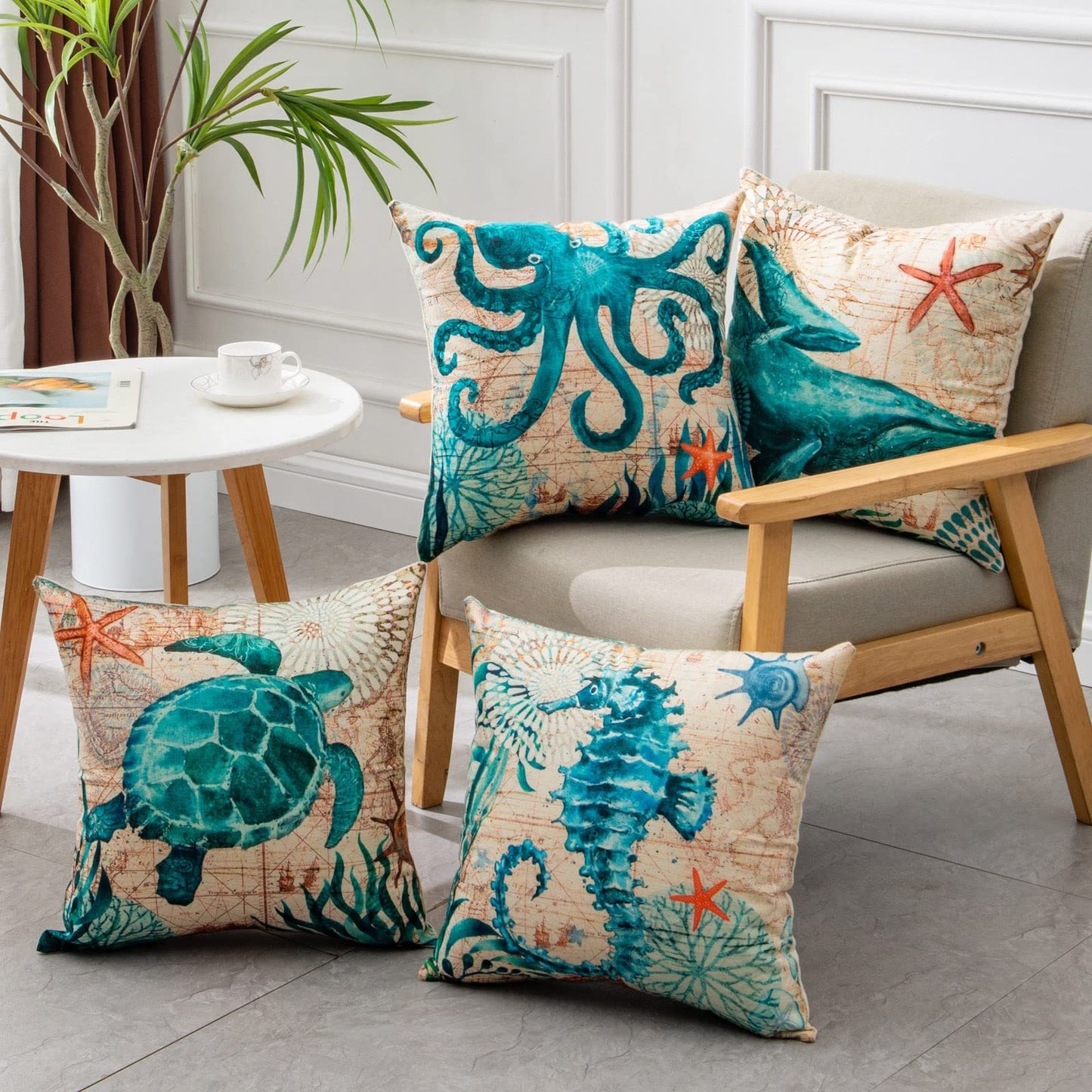 Nautical Printed Throw Pillows for Sofa Chair Seat